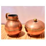 MCM Brass & Copper Cream and Sugar Set