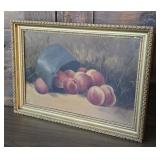 "Farm peaches" oil painting on academy board -