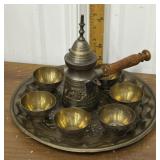 Etched Brass Middle East Coffee/tea set