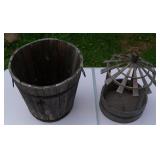 Rustic Staved Wooden Bucket & Hanging Garden