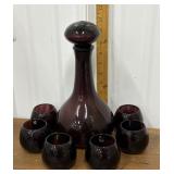 Amethyst glass decanter & tumblers