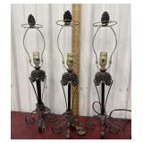 3 pinecone lamps *some chips