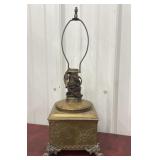 Brass claw foot electrified lamp