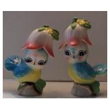 Mid Century Porcelain Anthropomorphic BLUE BIRDS