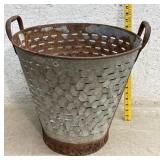 Early Galvanized Basket w/ handles