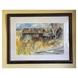 Beautiful Eileen Correll watercolor - barn -
