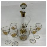 Vintage Romania Gold Trim Cut Crystal Decanter