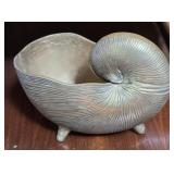 solid brass nautilus shell planter - large