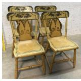 Pennsylvania Dutch Hand Painted Plank Seat Chairs