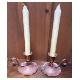 Hammered Copper Candlesticks. Signed ï¿½The Avon