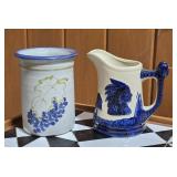 2pcs - Indian pitcher & studio pottery grape vase