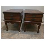Two 2 drawer cherry end stands 19x29x24