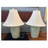 Pair of pretty lamps. Light greenish