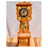 Vintage Wooden Grandfather Clock with Key.