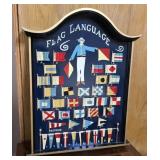 Wooden flag language sign 3-D