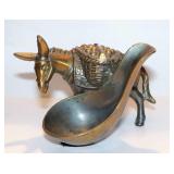 Art Deco Spelter Metal Donkey Pack Mule Tobacco