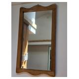 Oak wall mirror aprx 34x19