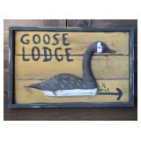 Primitive "Goose Lodge" Decoy goose sign