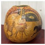 Carved gourd planter