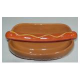 Hot Dog Condiment Divided Ceramic Bowl Size: