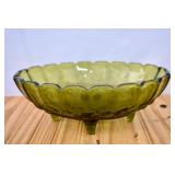 Indiana Glass Avocado Green Centerpiece Bowl