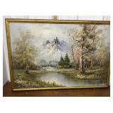 Signed painting- mountains, stream