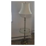 Brass floor lamp with glass tray