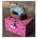 Carved Chinese Jade?? foo dog on pedestal with