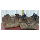 2 western style purses with matching wallets