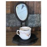Beveled Shaving mirror with mug