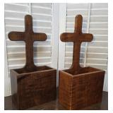 2 beautifully made Cross wall pockets - the
