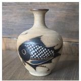 Mexican art pottery fish vase