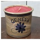 Geneva NY Charleston stoneware candle crock -