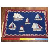 Sailboat Rug approximately 35ï¿½ x  24ï¿½. From clean