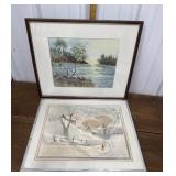 Landscape watercolor paintings- 1 signed *frames