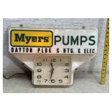 Myers Pump Clock Sign - works