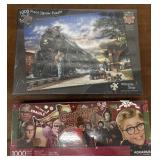 2 NEW 1000pc Jigsaw puzzles - train & Christmas