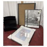 Cork board, desk organizer and pictures frames