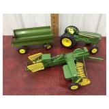 John Deere toy tractor and accessories