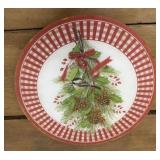 Glass Lazy Susan - bird, pine cones, Christmas