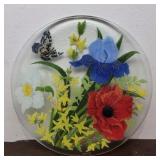 Pretty Peggy Karr fused glass plate w/butterfly