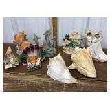 Large shells, fish figures etc