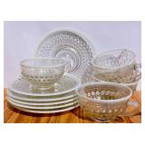 Vintage Opalescent Moonstone Cups & Saucers