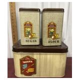 Cheinco tin canisters bread, Flour and sugar