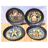 Folk Art 'Tole Twins' Metal Trays