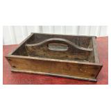 Early wooden cutlery caddy