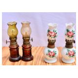 4 Vintage Mini Oil Lamps Small chip to one