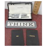 IBM Think note pads, plaque and Binghamton