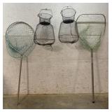 2 Collapsible Fishing Baskets & 2 Fishing Nets