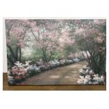Canvas picture - flowers and trees on a path